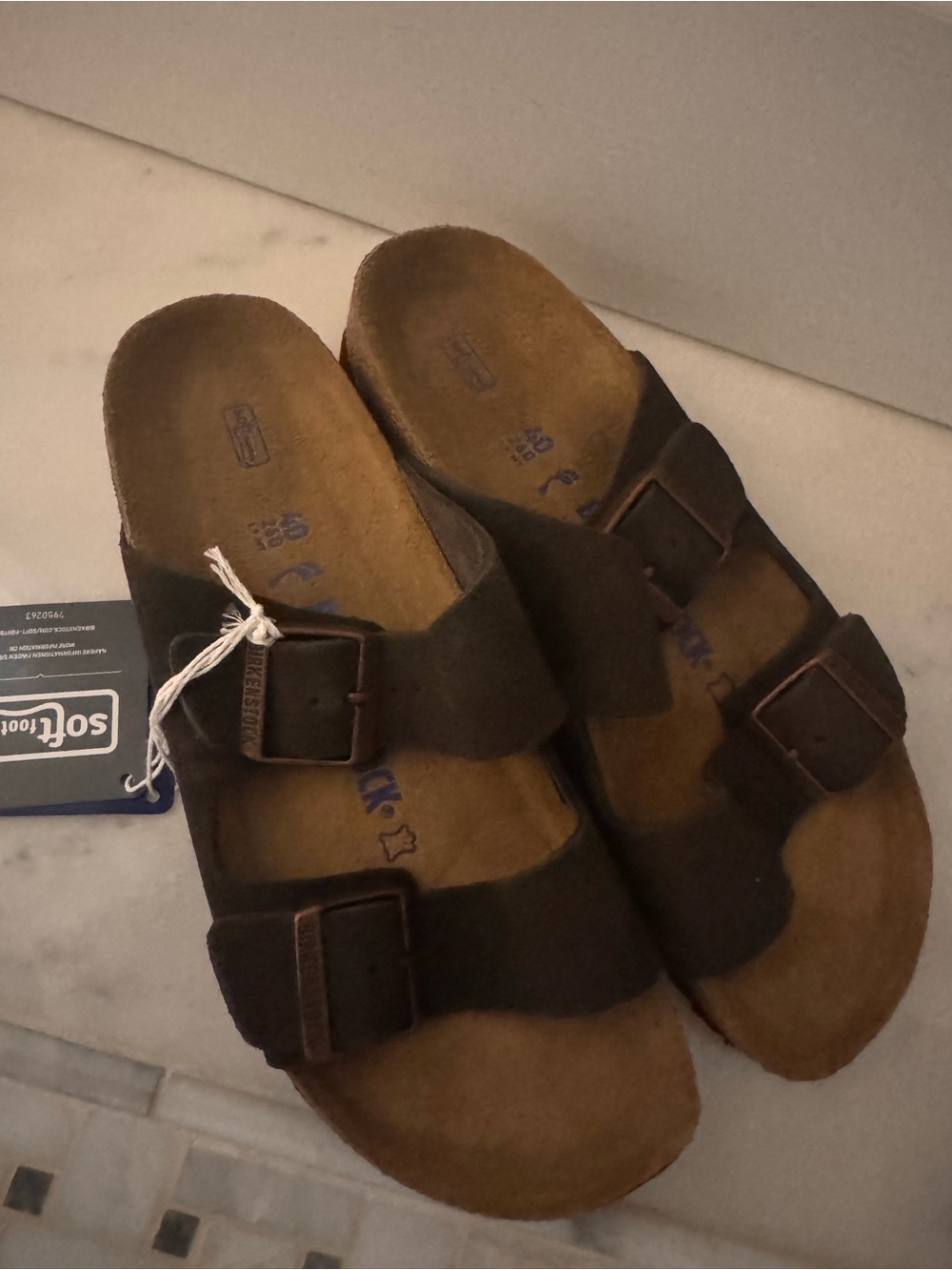 Birkenstock Arizona Sandals in Mocha Dark Brown Suede Narrow Soft Footbed 40 - Picture 13 of 14